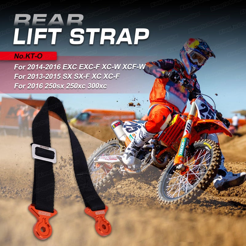 Kungfu Graphics Rear Adjustable Strap for Dirt Bike Motocross Enduro Supercross EXC EXC-F XCW XCF-W 2013-2016 / SX SX-F XC XC-F 2013-2015, Orange - Image 2